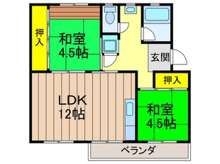 男山第二住宅１０４棟（５０２）の物件間取画像